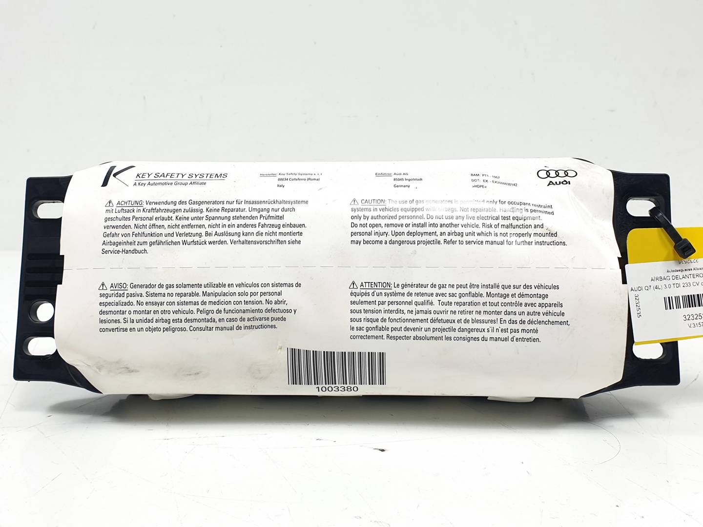 AIRBAG DELANTERO DERECHO - 100386212 - AUDI - Q7 (4L)